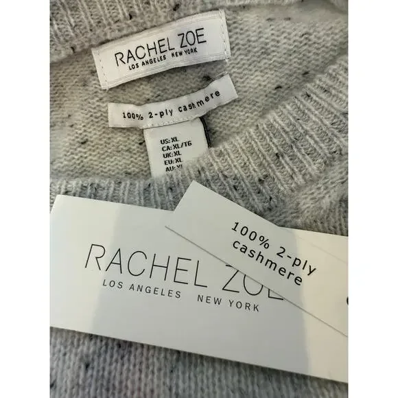 Rachel Zoe Speckled Boxy Crewneck Sweater Cream Gray Black XL - Picture 6 of 6